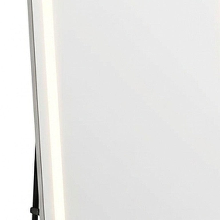 HomeRoots 64 Inch Lighted Full Length Mirror Freestanding or Wall Mounted Framed Clear Glass 723859