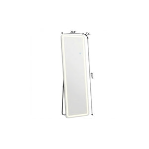 64 Inch Lighted Full Length Mirror Freestanding or Wall Mounted Framed Clear Glass