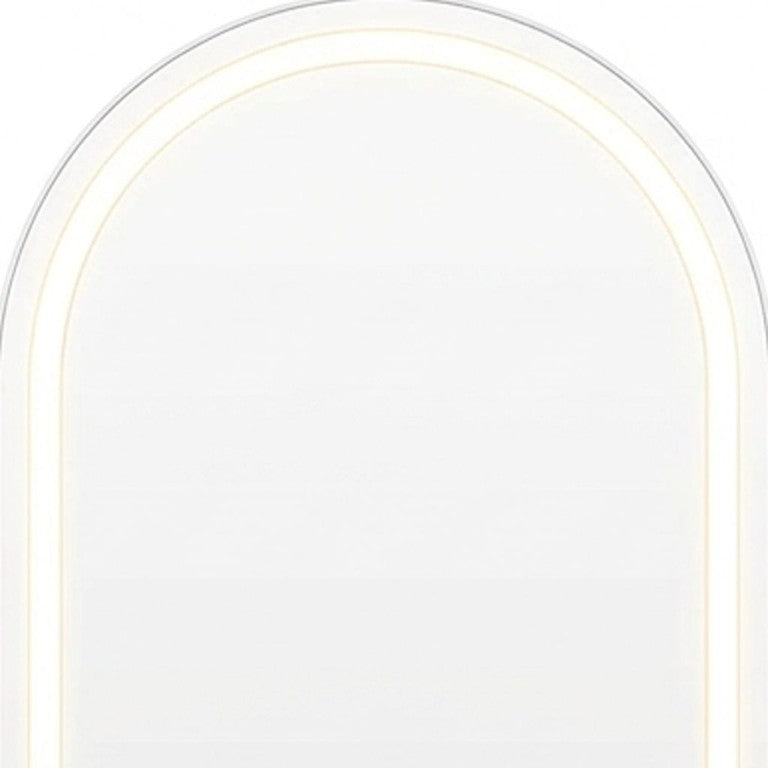 70 Inch Silver Freestanding Full Length Mirror with Arch Frame and Led Lighting