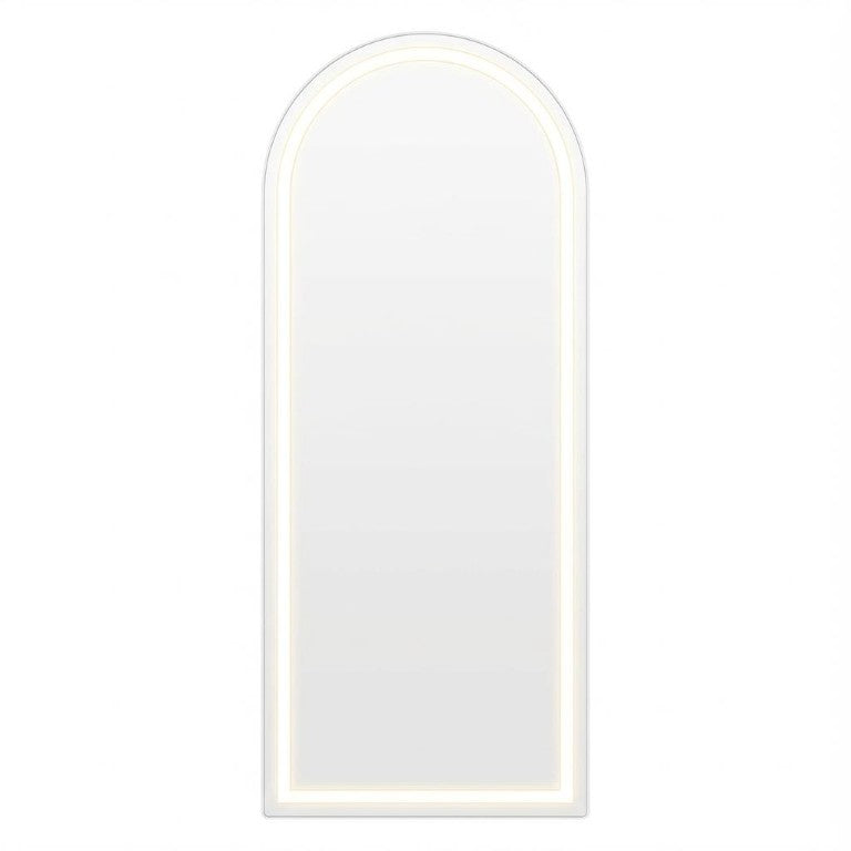 HomeRoots 63 Inch Silver Arch Illuminated Full Length Freestanding Floor Leaner Vanity Mirror 723862