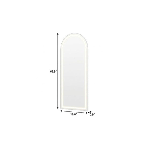 63 Inch Silver Arch Illuminated Full Length Freestanding Floor Leaner Vanity Mirror