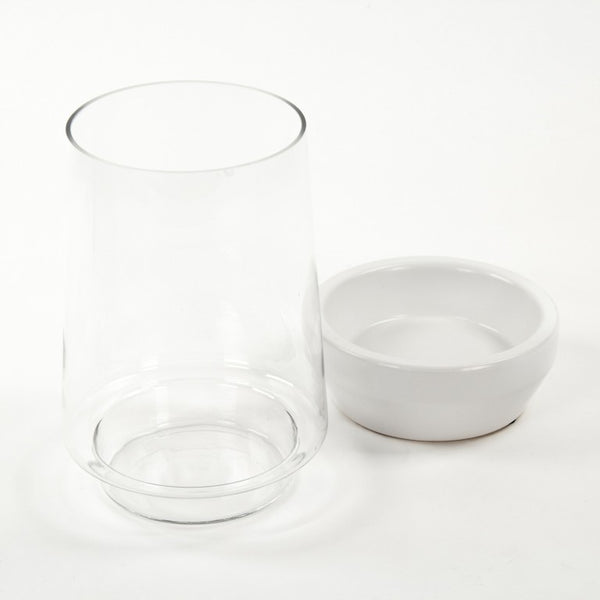 Zentique White Hurricane sculpted ceramic vase 8.5" glossy white centerpiece for flowers, mantels, modern décor 7283S A579