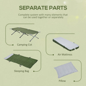 English Elm Outsunny Camping Cot Set With Mattress, Sleeping Bag, Pillow & Carry Bag – Ultimate Travel Comfort! W2225P200402-GIGA