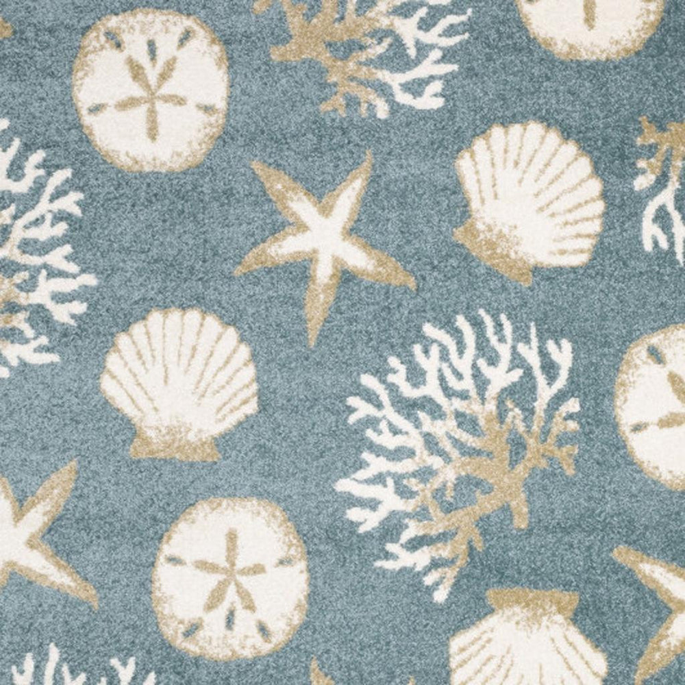 HomeRoots 8 X 10 Coastal Seashell Polypropylene Area Rug for Living Room or Bedroom Decor 723991