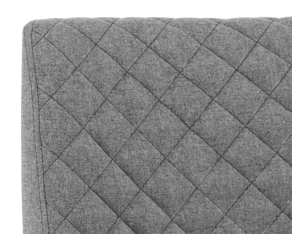 Sunpan LEIGHLAND Dining Chair - Elegant Diamond Stitching with Antique Brass Frame for Timeless Comfort Dark Grey 102249