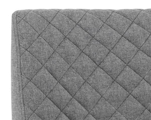 Sunpan Leighland Dining Chair Set of 2 - Elegant Diamond-Stitched Design with Antique Brass Frame Dark Grey