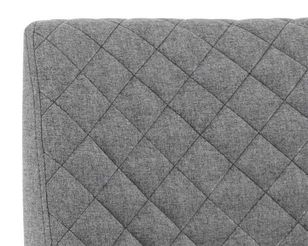 Sunpan Leighland Dining Chair Set of 2 - Elegant Diamond-Stitched Design with Antique Brass Frame Dark Grey