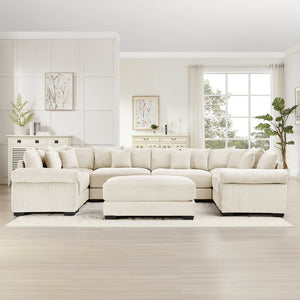 English Elm Oversized Modular Sectional Couch - Cloud-Like Comfort With Extra Wide Armrests & Movable Ottoman! W714S01316-GIGA