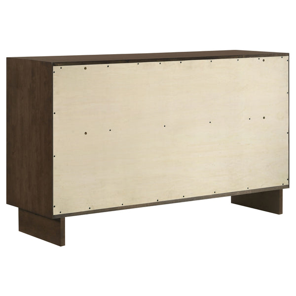 English Elm Hemlock Solid Wood 6-Drawer Dresser Cabinet with Sleek Fingertip Pulls and Spacious Organized Storage Brown B062P378388