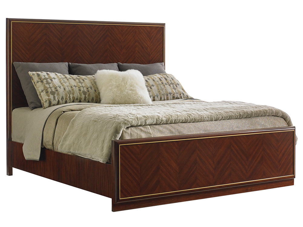 Lexington Carlyle Mid-century Modern California King Bed With Exotic Veneers And Elegant Brushed Brass Accents Ritz  723-135c