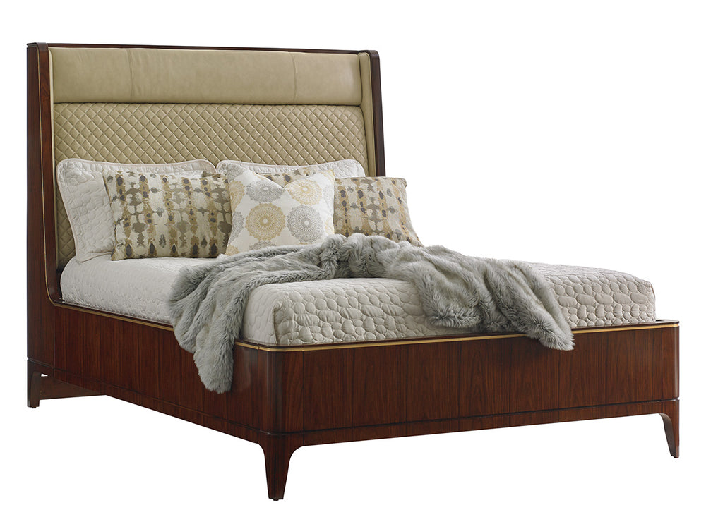 Lexington Empire Upholstered Queen Bed - Elegant Mid-century Modern Design With Luxurious Leather Finish Ritz  723-143c