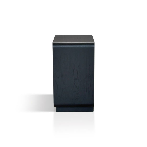 English Elm Nightstand Art Deco Matte Black Finish Antiqued Brass Hardware Open Shelf Bedroom B035P482920