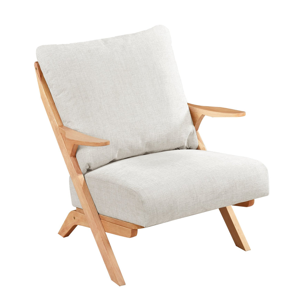 English Elm Mid-Century modern accent chair with solid rubberwood frame, chenille upholstery, plush seat comfort Beige,Natural 45 L x 25.5 W x 14.5 H B011P347875