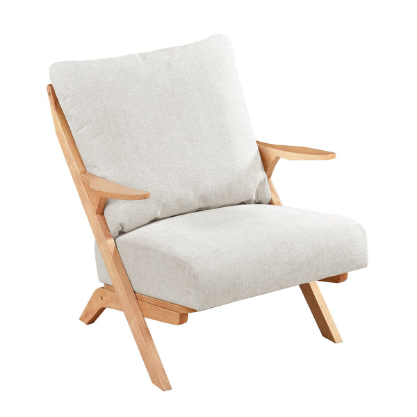 English Elm Mid-Century modern accent chair with solid rubberwood frame, chenille upholstery, plush seat comfort Beige,Natural 45 L x 25.5 W x 14.5 H B011P347875