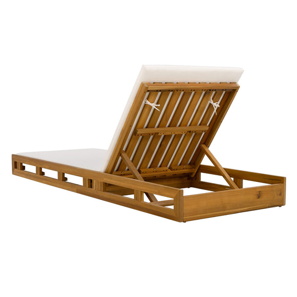 English Elm Christopher Knight Home® - Lounge Chaise Set - Premium Acacia Wood With Water-Resistant Cream Cushions For Outdoor Relaxation N770P272405T_N770P253018C