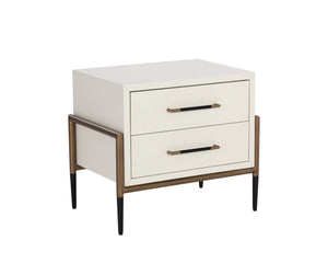 Sunpan Weldrick Nightstand - Elegant Acacia Wood Design with Soft Closing Drawers and Stylish Metal Accents Oyster