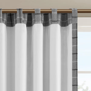 JLA Home Madison Park - Plaid Insulated Rod Pocket & Back Tab Curtain Panel with Fleece Backing for Cozy Thermal Privacy Grey MP40-8275