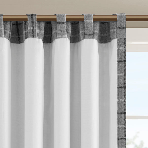 JLA Home Madison Park - Plaid Insulated Rod Pocket & Back Tab Curtain Panel with Fleece Backing for Cozy Thermal Privacy Grey MP40-8275