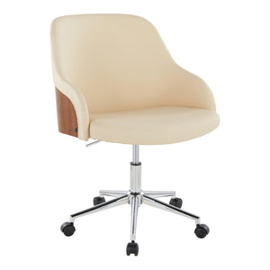 English Elm Task Chair with Chrome Five Star Base Grey Fabric Seat for Modern Home Office Use Chrome,Cream,Walnut B202P474174