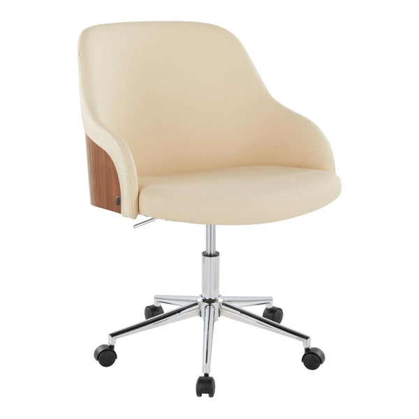 English Elm Task Chair with Chrome Five Star Base Grey Fabric Seat for Modern Home Office Use Chrome,Cream,Walnut B202P474174
