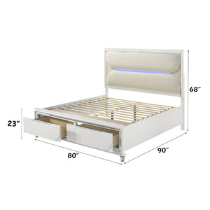 English Elm Tarian Boucle Upholstered Eastern King Bed with Led Lighting and Storage Footboard B2756S00045