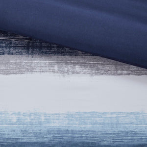 English Elm 9-piece Full Bedding Set Watercolor Stripe Comforter Cotton Blend Sheets Grey Navy Multi B035P408255