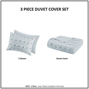 English Elm 2-Piece Twin/Twin XL Clip Jacquard Duvet Cover Set Blue – Antimicrobial, Soft Brushed Microfiber, Hidden Closure B035P408212