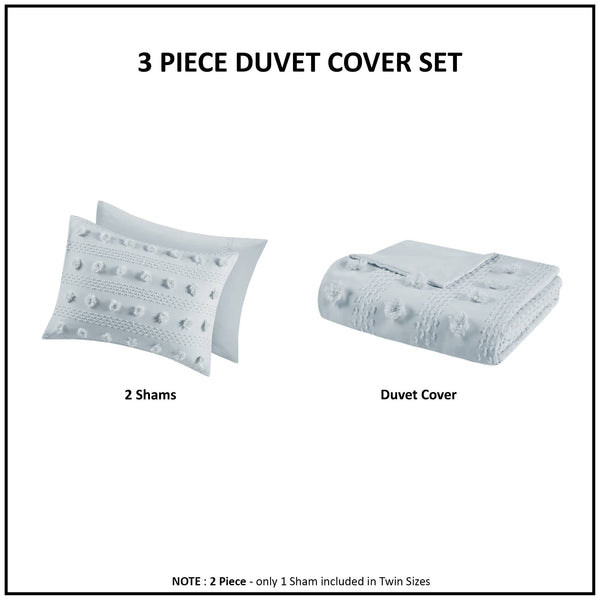 English Elm 2-Piece Twin/Twin XL Clip Jacquard Duvet Cover Set Blue – Antimicrobial, Soft Brushed Microfiber, Hidden Closure B035P408212