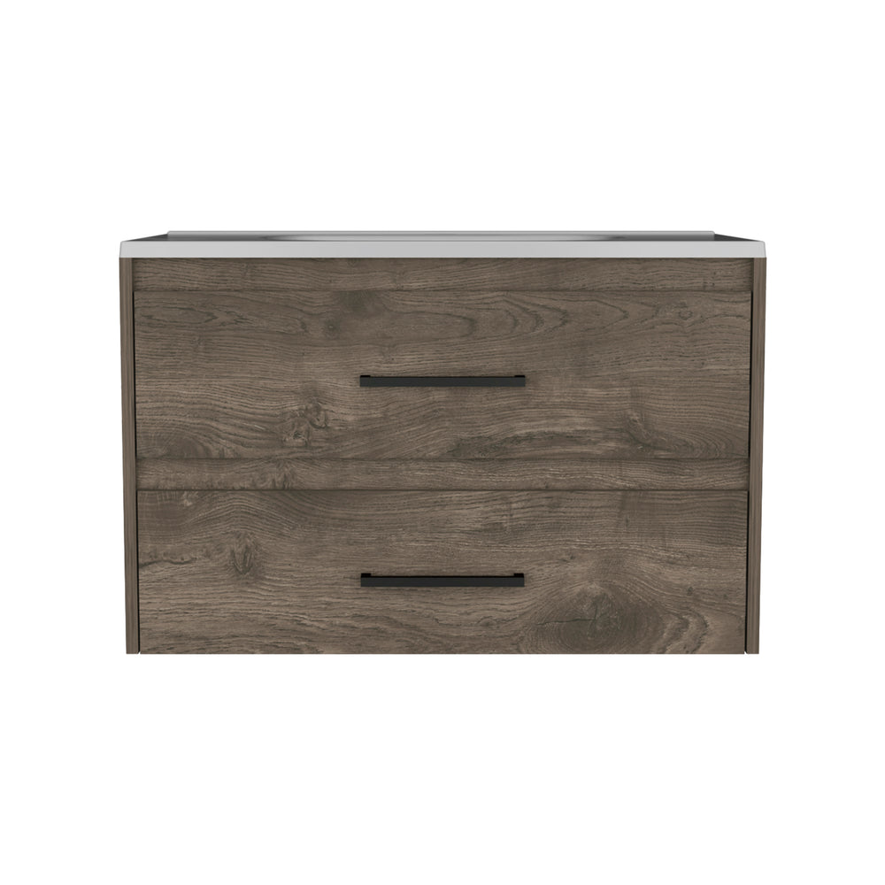English Elm Praga Floating Vanity Sink with 2 Drawers in White — Wall-Mounted, Compact Luxury, Ample Storage, Sink Included B070S00344