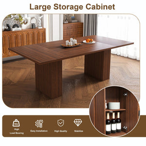 English Elm 78 Inch Rectangular Farmhouse Dining Table Seats 6 with Built-in Storage Base W2700P385518