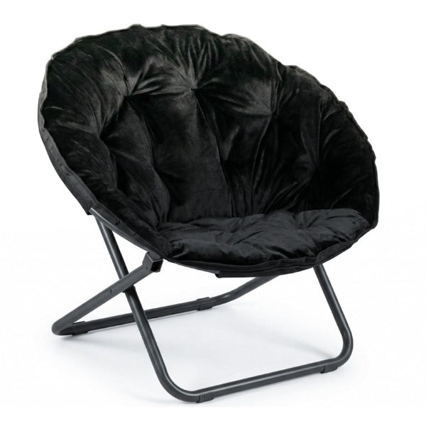 33 Inch Faux Fur Tufted Folding Accent Chair with Glam Metal Frame for Plush Lounge Seating