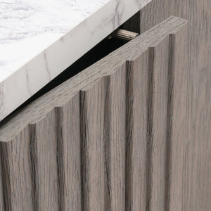 English Elm Credenza, Stylish Brown Finish Tv Stand For 65” Tvs With Faux Marble & Ample Storage Solutions B356P367793