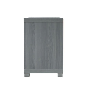 57 Inch Gray Wood Tv Stand with Mixed Shelving and Cabinet Storage for Living Rooms