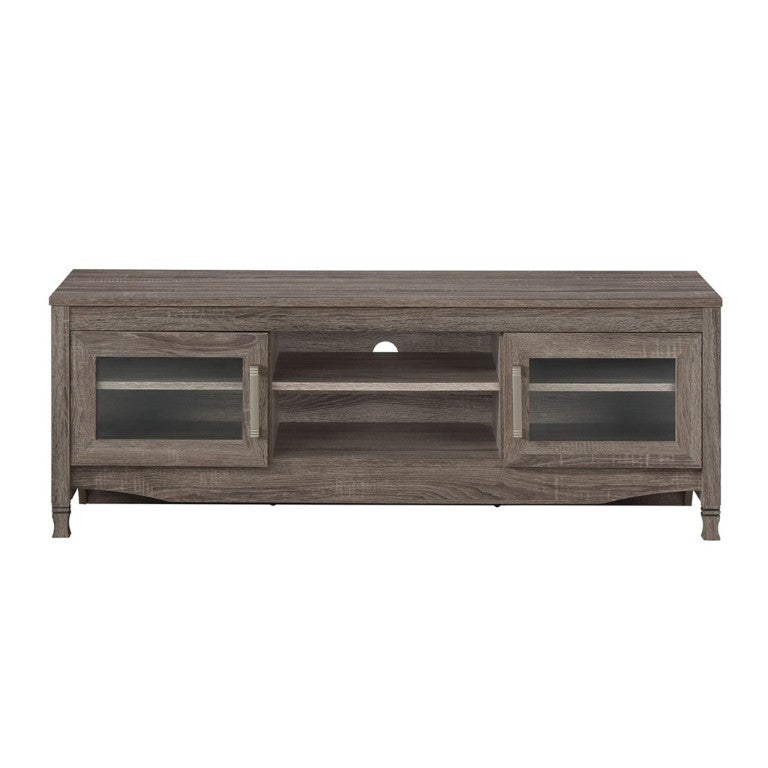 HomeRoots 53 Inch Gray Wood Tv Stand with Enclosed Cabinet and Open Shelving for Living Room 724158