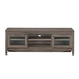 HomeRoots 53 Inch Gray Wood Tv Stand with Enclosed Cabinet and Open Shelving for Living Room 724158