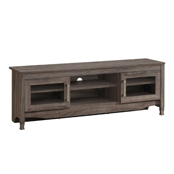 53 Inch Gray Wood Tv Stand with Enclosed Cabinet and Open Shelving for Living Room