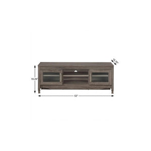 53 Inch Gray Wood Tv Stand with Enclosed Cabinet and Open Shelving for Living Room