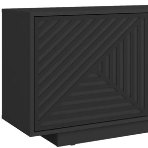 63 Inch Ribbed Wood Tv Stand with Enclosed Cabinets and Open Display Shelving for Living Room