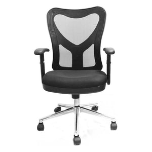 HomeRoots Black Swivel Rolling Office Chair with Adjustable Height and Silver Accented Base 724187