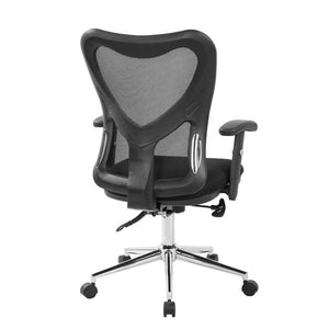 Black Swivel Rolling Office Chair with Adjustable Height and Silver Accented Base