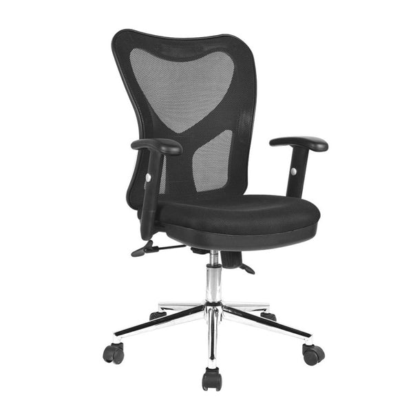 Black Swivel Rolling Office Chair with Adjustable Height and Silver Accented Base