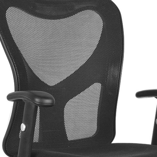 Black Swivel Rolling Office Chair with Adjustable Height and Silver Accented Base