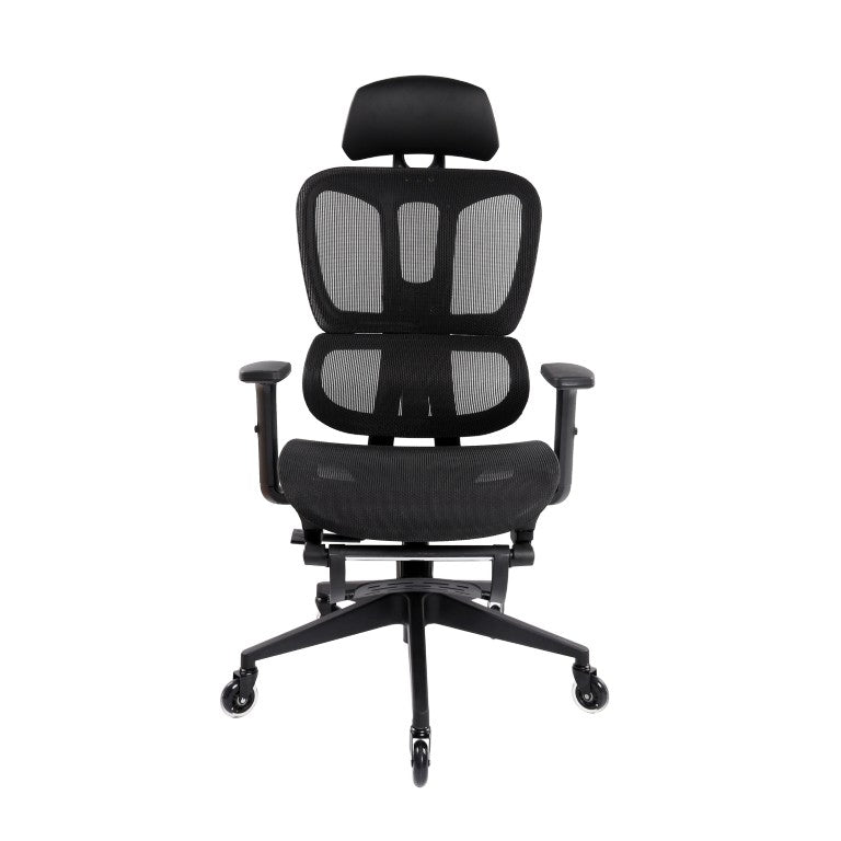 HomeRoots Black Ergonomic Swivel Chair with Footrest for Comfortable Home Office Seating 724190