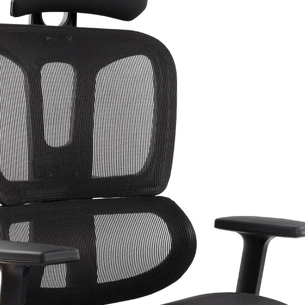 Black Ergonomic Swivel Chair with Footrest for Comfortable Home Office Seating