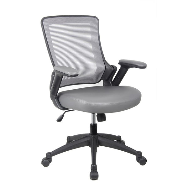 Gray Ergonomic Swivel Desk Chair with Rolling Casters and Adjustable Seat Height