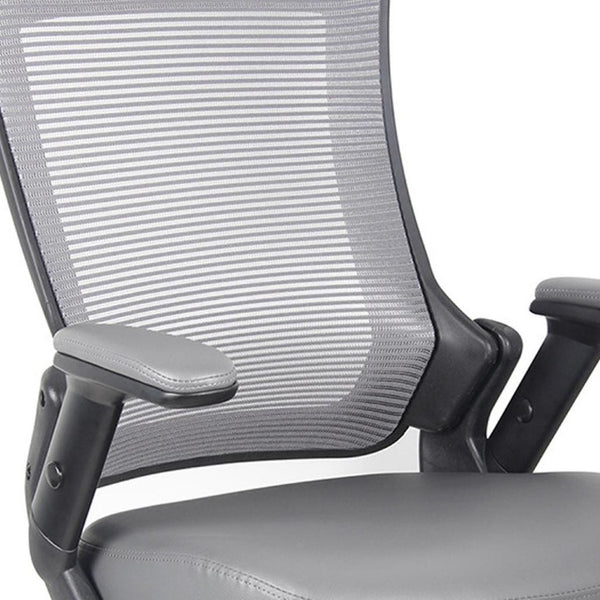 Gray Ergonomic Swivel Desk Chair with Rolling Casters and Adjustable Seat Height