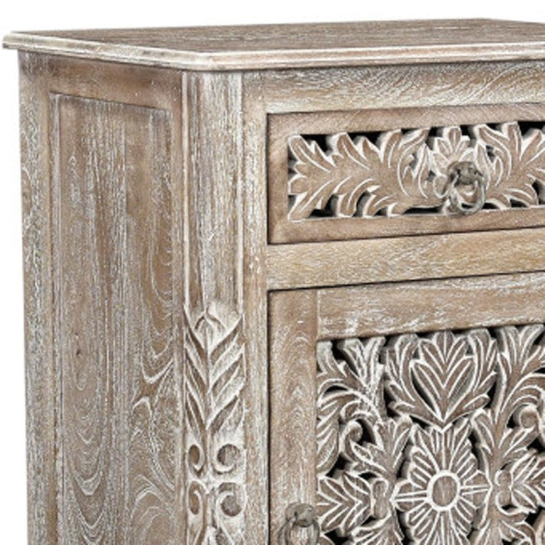 HomeRoots Five Piece Solid Wood Bedroom Furniture Collection with Dresser and Vanity Mirror 724209