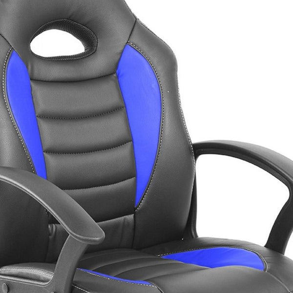 Blue Ergonomic Swivel Desk Chair with Height Adjustment for Gaming Setups