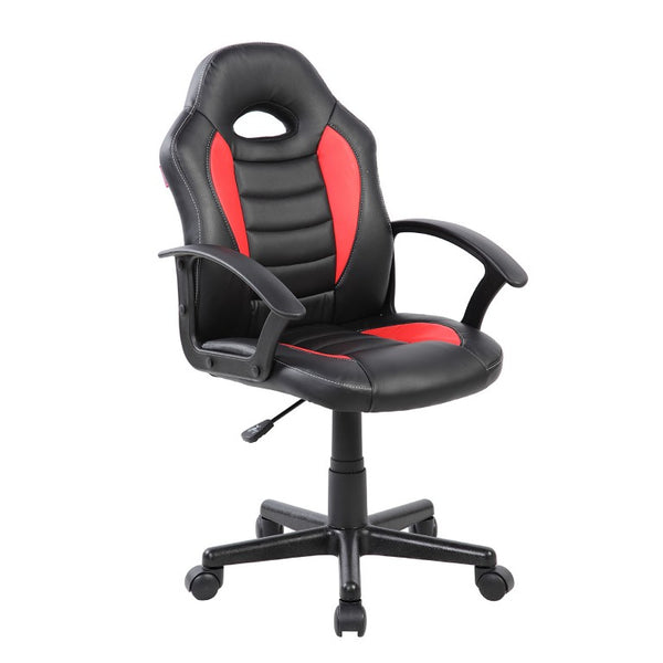 Red Ergonomic Swivel Gaming Chair with Adjustable Height and Rolling Caster Base