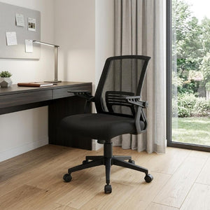 Black Ergonomic Swivel Desk Chair with Rolling Casters and Adjustable Seat Height